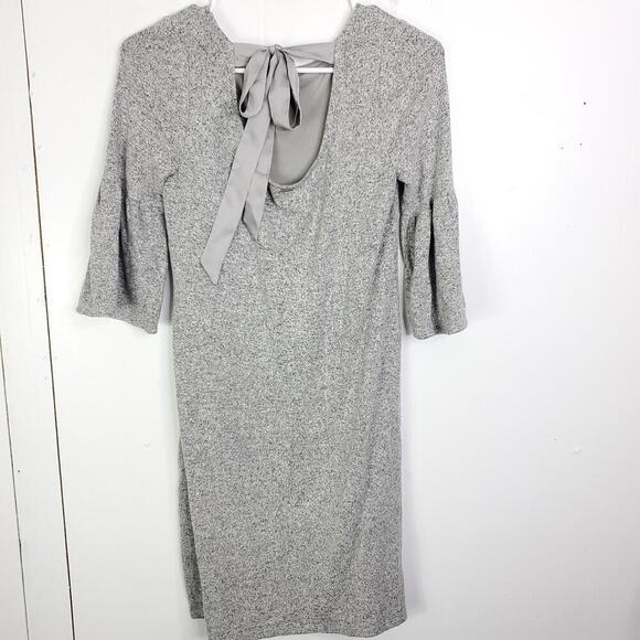 Whbm Dress Womens XXS Bell Sleeve Knit Light Gray Tie Back Short Shift - Picture 11 of 11
